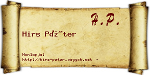 Hirs Péter névjegykártya